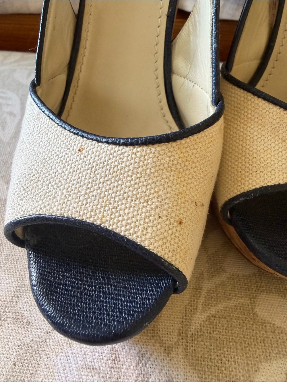 YSL Canvas Cork Wedge Sandals - Picture 3 of 3